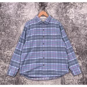Tommy Bahama Shirt Large Mens Coastline Cord Blue Plaid Long Sleeve Button Up